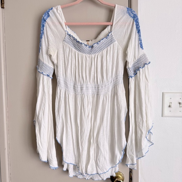 Free People White Ruffled Asymmetrical Blouse - Picture 2 of 8